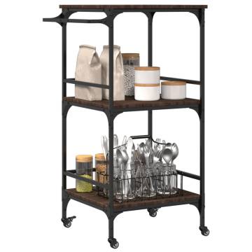 Stylish Brown Oak Kitchen Trolley | Durable & Versatile Storage