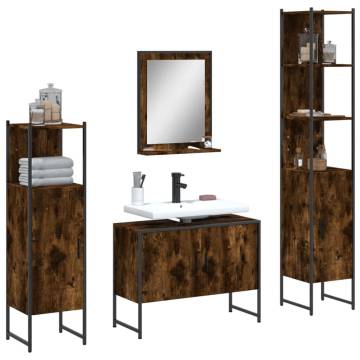 4 Piece Bathroom Cabinet Set - Smoked Oak | HipoMarket