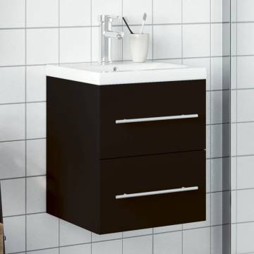 Stylish Bathroom Sink Cabinet with Built-in Basin - Black