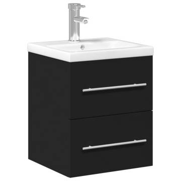 Stylish Bathroom Sink Cabinet with Built-in Basin - Black