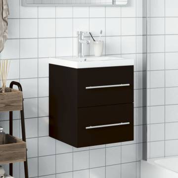 Stylish Bathroom Sink Cabinet with Built-in Basin - Black