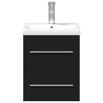 Stylish Bathroom Sink Cabinet with Built-in Basin - Black