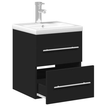 Stylish Bathroom Sink Cabinet with Built-in Basin - Black