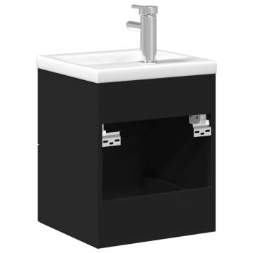 Stylish Bathroom Sink Cabinet with Built-in Basin - Black