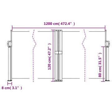 Retractable Side Awning Cream 120x1200 cm - Privacy Solution