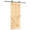 Sliding Door with Hardware Set - Solid Wood Pine 85x210 cm