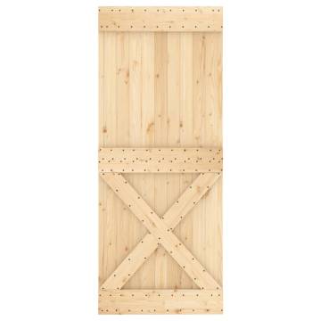 Sliding Door with Hardware Set - Solid Wood Pine 85x210 cm