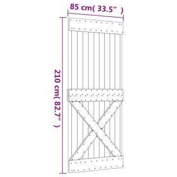 Sliding Door with Hardware Set - Solid Wood Pine 85x210 cm