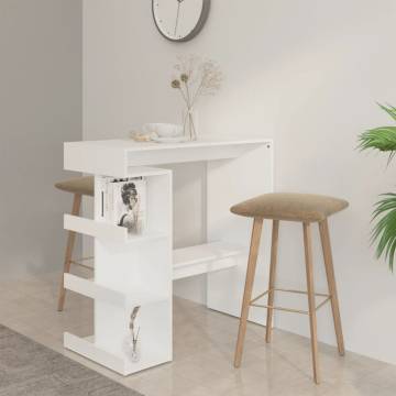 Bar Table with Storage Rack White - Modern Design for Small Spaces