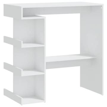 Bar Table with Storage Rack White - Modern Design for Small Spaces