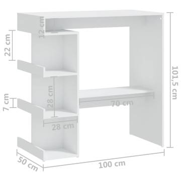 Bar Table with Storage Rack White - Modern Design for Small Spaces