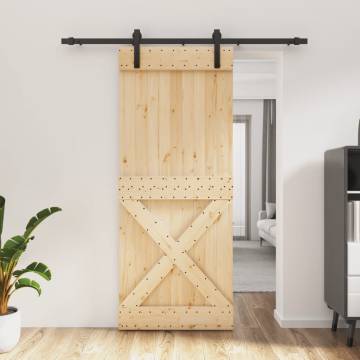 Sliding Door with Hardware Set 85x210 cm Solid Pine | Hipo Market