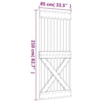 Sliding Door with Hardware Set 85x210 cm Solid Pine | Hipo Market