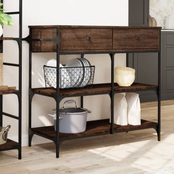 Brown Oak Kitchen Trolley - Stylish Storage Solution