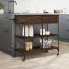 Brown Oak Kitchen Trolley - Stylish Storage Solution