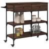 Brown Oak Kitchen Trolley - Stylish Storage Solution