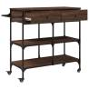 Brown Oak Kitchen Trolley - Stylish Storage Solution