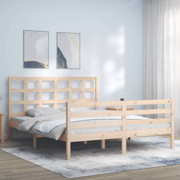 Solid Wood Bed Frame with Headboard - 160x200 cm | HipoMarket