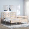 Bed Frame with Headboard 160x200 cm Solid Wood Colour natural Size 160 x 200 cm 