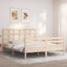 Solid Wood Bed Frame with Headboard - 160x200 cm | HipoMarket