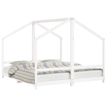 Kids White Bed Frame 90x200 cm - Solid Pine Wood