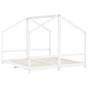 Kids White Bed Frame 90x200 cm - Solid Pine Wood