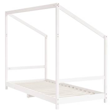 Kids White Bed Frame 90x200 cm - Solid Pine Wood