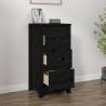 Stylish Black Solid Wood Pine Sideboard | 40x35x80 cm