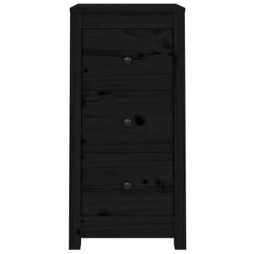 Stylish Black Solid Wood Pine Sideboard | 40x35x80 cm