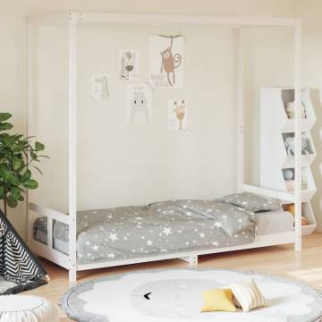 Kids Bed Frame White 80x200 cm - Solid Pine Wood