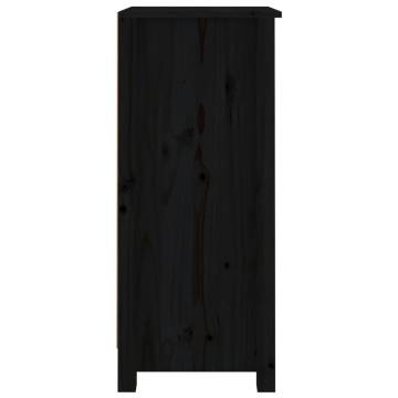 Stylish Black Solid Wood Pine Sideboard | 40x35x80 cm