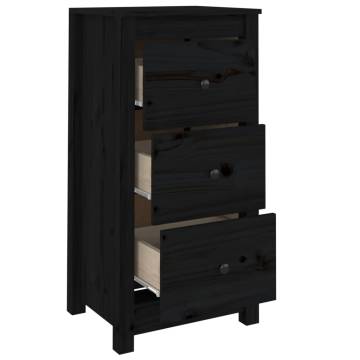 Stylish Black Solid Wood Pine Sideboard | 40x35x80 cm