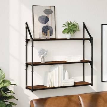 3-Tier Smoked Oak Wall Shelf - Stylish Storage Solution