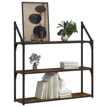 3-Tier Smoked Oak Wall Shelf - Stylish Storage Solution