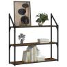 3-Tier Smoked Oak Wall Shelf - Stylish Storage Solution