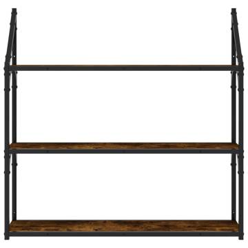 3-Tier Smoked Oak Wall Shelf - Stylish Storage Solution