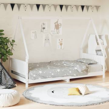 Kids Bed Frame White 90x200 cm Solid Wood Pine | HipoMarket