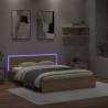 Stylish King Size Bed Frame with LED - Sonoma Oak 150x200 cm