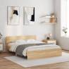 Stylish King Size Bed Frame with LED - Sonoma Oak 150x200 cm