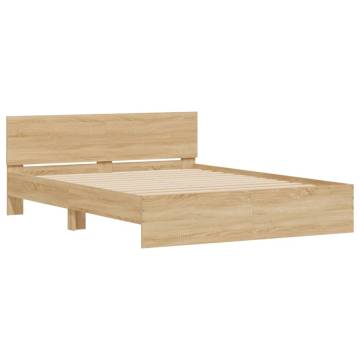 Stylish King Size Bed Frame with LED - Sonoma Oak 150x200 cm