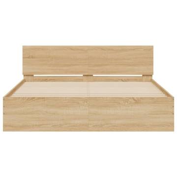 Stylish King Size Bed Frame with LED - Sonoma Oak 150x200 cm