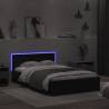 LED Black Bed Frame with Headboard - 135x190 cm Double