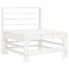 Middle Sofa with Cushions - White Solid Wood Pine | HipoMarket