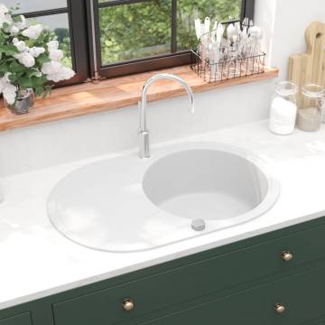 Granite Kitchen Sink - Single Basin Oval White | Hipo Market