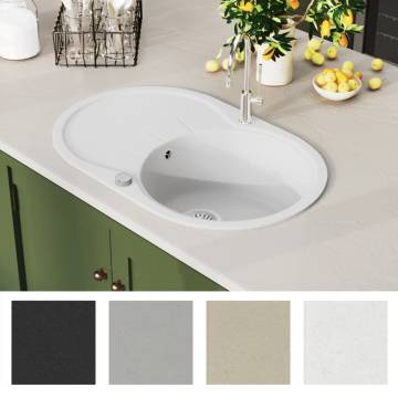 Granite Kitchen Sink - Single Basin Oval White | Hipo Market