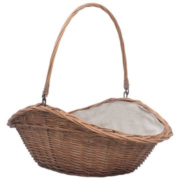 Durable Firewood Basket with Handle | 60x44x55 cm Natural Willow