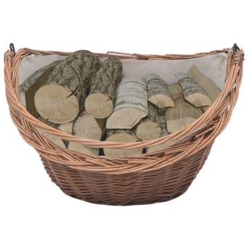 Durable Firewood Basket with Handle | 60x44x55 cm Natural Willow