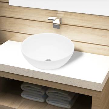 Stylish White Round Ceramic Bathroom Sink Basin - HipoMarket