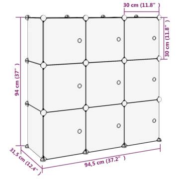 Storage Cube Organiser with 9 Transparent PP Cubes