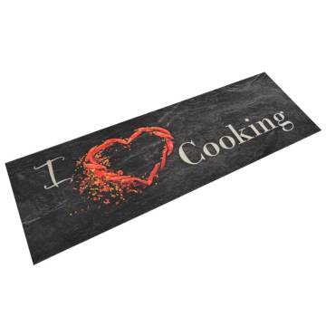 Kitchen Rug Washable Cooking Black 60x180 cm Velvet | HipoMarket